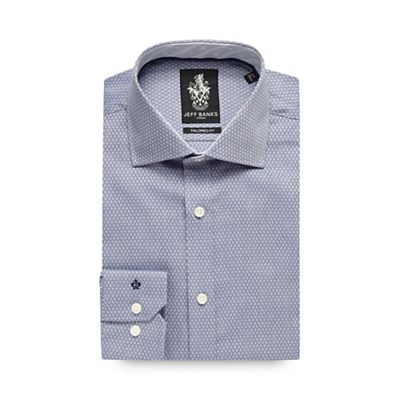 Jeff Banks Navy diamond texture formal shirt